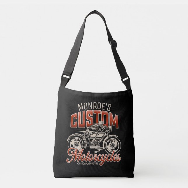 Bolso Cruzado NOMBRE personalizado Skeleton Motorcycle Shop (Anverso)