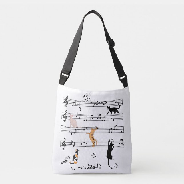 Bolso Cruzado Nota de reproducción de gato Música, Regalo de gat (Anverso)