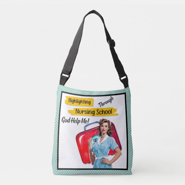 Bolso Cruzado Notas de la Enfermería de la enfermera Retro Pinup (Anverso)