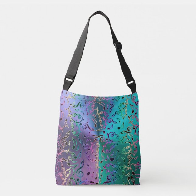 Bolso Cruzado Notas de música Rainbow Music Design Tote Bag (Anverso)