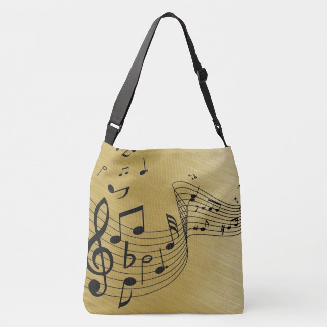 Bolso Cruzado Notas musicales doradas cepilladas (Reverso)