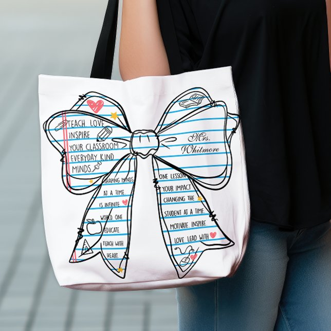 Bolso Cruzado Notebook Bow Teacher Back to School Personalized (Subido por el creador)