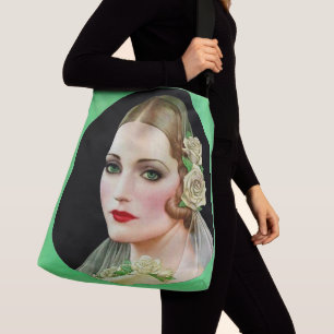 Bolso Cruzado novia con estampado de rosa blanca