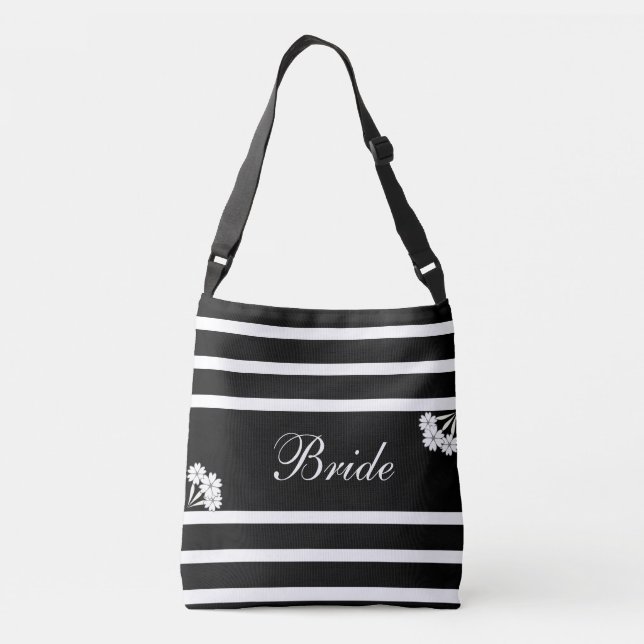 Bolso Cruzado Novia en franjas blanco y negro (Reverso)