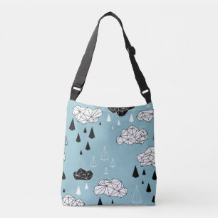 Bolso Cruzado Nubes geométricas y lluvias, patrón ininterrumpido