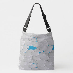 Bolso Cruzado Nubes japonesas, Día de Verano, Blanco y Azul ciel