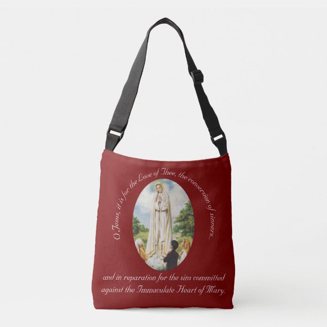 Bolso Cruzado Nuestra Señora de Fátima personalizada (Anverso)