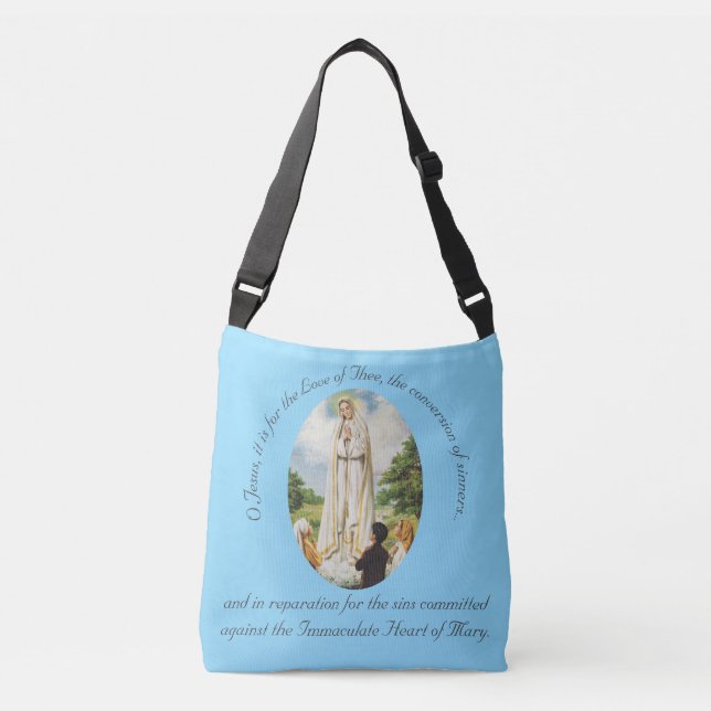 Bolso Cruzado Nuestra Señora de Fátima personalizada (Anverso)