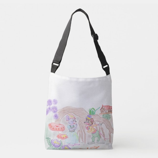 Bolso Cruzado Obras de arte de niños personalizados, dos ratones (Anverso)