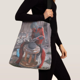 Bolso Cruzado Ogro con rueda de cerámica Fantasía Art Tote Bag