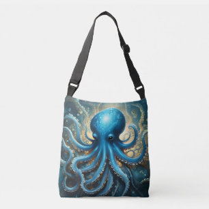 Bolso Cruzado Olas Celestiales: El Arte Fractal del Pulpo Azul