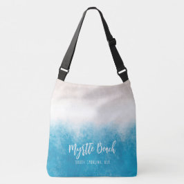 Bolso Cruzado Olas de playa Aguas azules con texto Personalizado