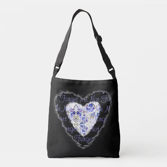 Bolso Cruzado Olviden-Me-Not Blue & Purple Heart 2 lados (Reverso)