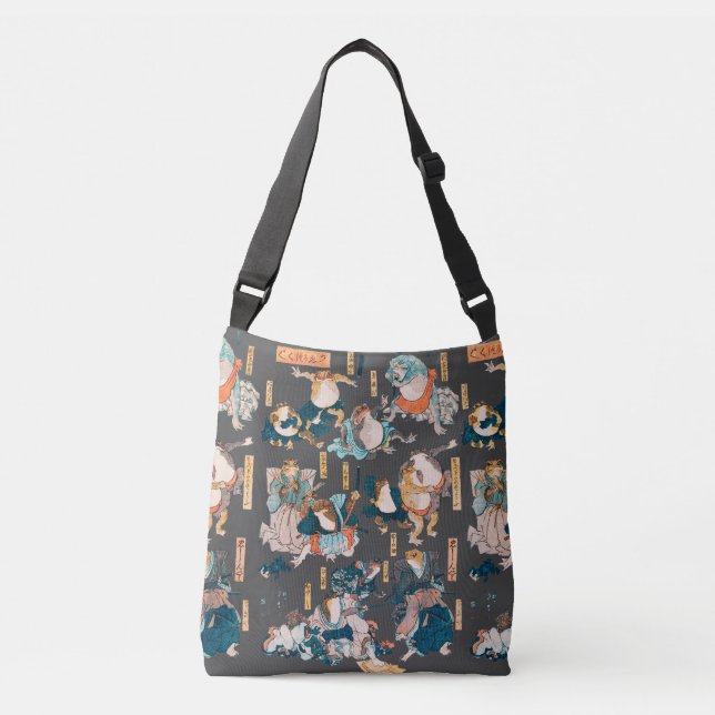 Bolso Cruzado Ondulaciones ukiyo-e de rana japonesa (Anverso)