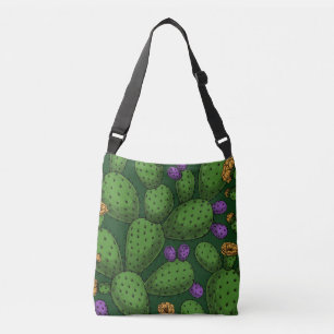 Bolso Cruzado Opuntia florida sobre verde oscuro