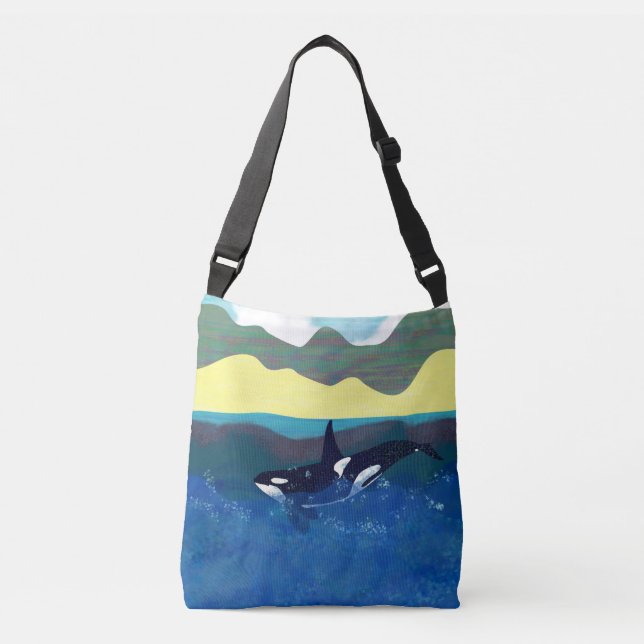 Bolso Cruzado Orca en un océano brillante (Anverso)