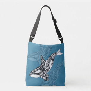 Bolso Cruzado Orca Killer Whale Tlingit Indigo Blue ink