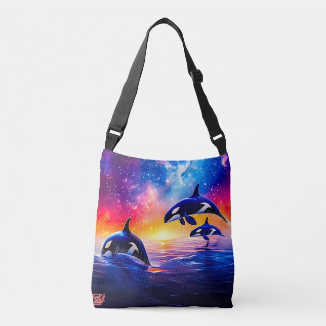 Bolso Cruzado Orcas bajo el diseño de Galaxy Sky de Rich AMeN Gi (Anverso)