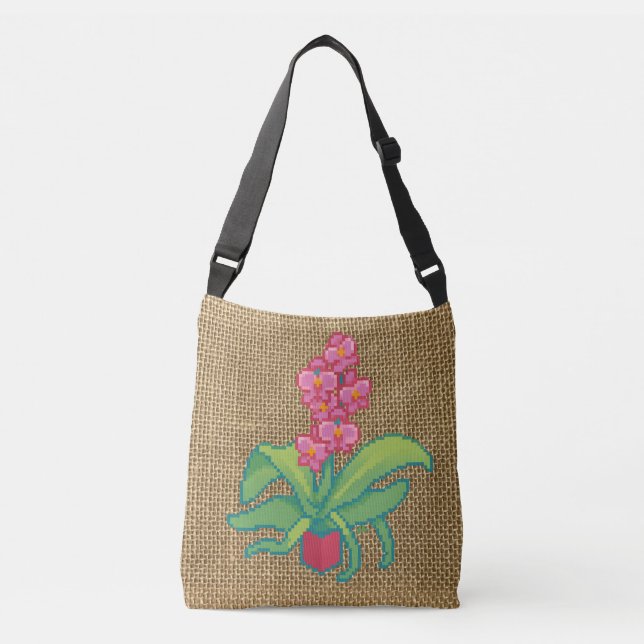 Bolso Cruzado Orchid Pixelart, Pixel Art  (Anverso)