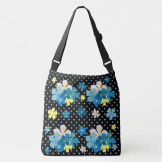Bolso Cruzado Orchids on Blue/Black Polka Dot