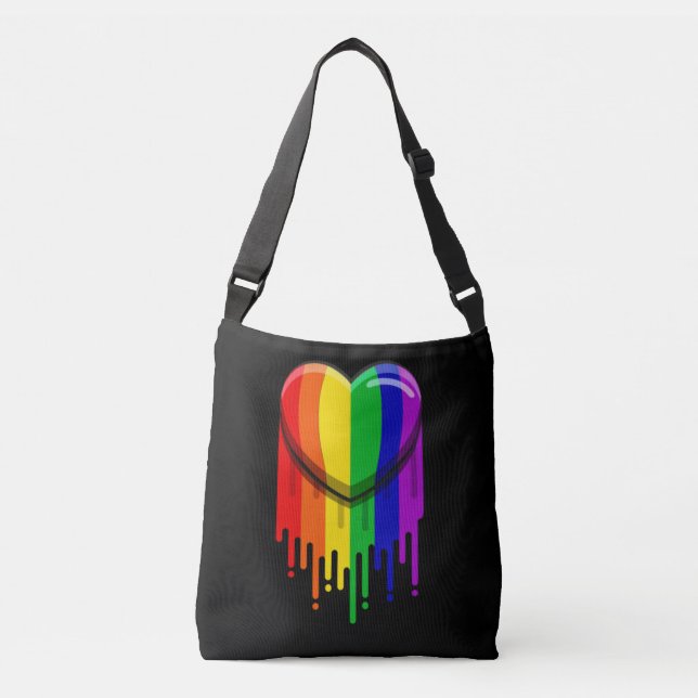 Bolso Cruzado Orgullo gay Bandera Arcoiris Mustache LGBT (Anverso)
