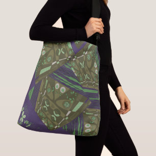 Bolso Cruzado Origami Chintz (L) Púrpura de Oliva Verde Dusty