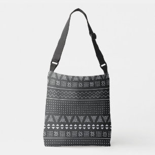 Bolso Cruzado Origen étnico tribal: patrón blanco negro.