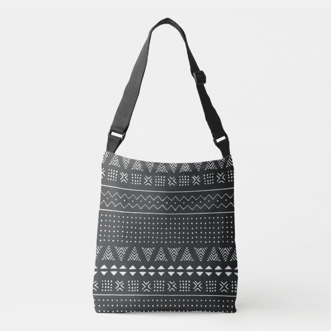 Bolso Cruzado Origen étnico tribal: patrón blanco negro. (Anverso)