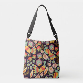 Bolso Cruzado Ornamento de aves florales folclóricas vintage