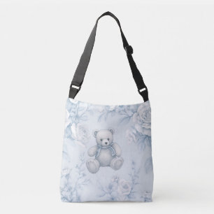Bolso Cruzado Ornamento y oso floral azul francés