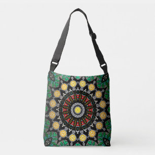 Bolso Cruzado Ornato de Boho Floral Verde Mandala