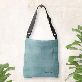 Bolso Cruzado Oro mancha Grunge Minimalista Nombre Verde Azul
