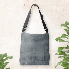 Bolso Cruzado Oro mancha Minimalista Grunge Nombre Gris Oscuro