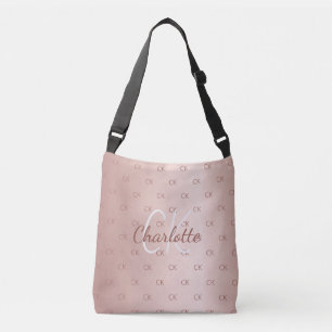 Bolso Cruzado Oro rosa monograma nombre elegante
