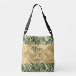 Bolso Cruzado Oro y palmera verde