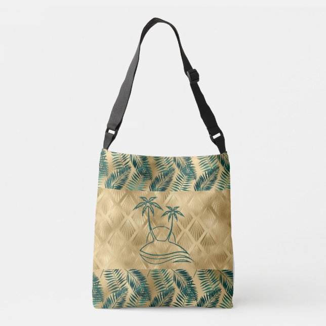 Bolso Cruzado Oro y palmera verde (Reverso)