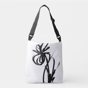 Bolso Cruzado Orquídea en blanco y negro abstracto