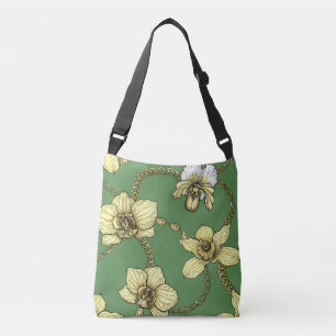 Bolso Cruzado Orquídeas y cadenas, amarillas y kellanas