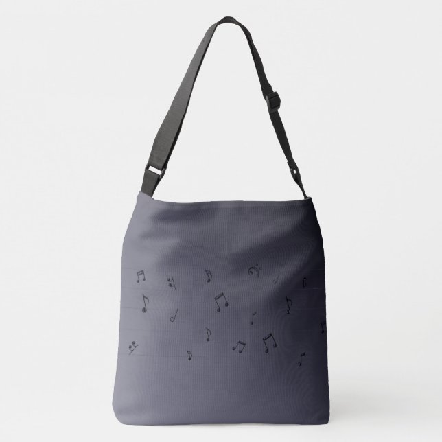 Bolso Cruzado Oscuro Ombre Musical Notes Gray (Reverso)