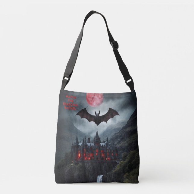 Bolso Cruzado Oscuro Romance Vampire Book Club Añadir nombre Reg (Reverso)