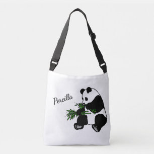 Bolso Cruzado Oso Panda Gigante Come Bambú Nombre