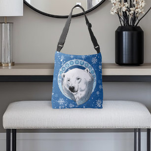 Bolso Cruzado Oso polar Snowflakes Art Nouveau