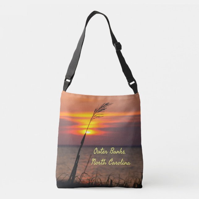 Bolso Cruzado Outer Banks North Carolina Beach Sunset Naranja Sk (Reverso)