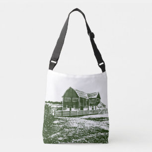 Bolso Cruzado Paisaje campestre estilo madera casa de campo