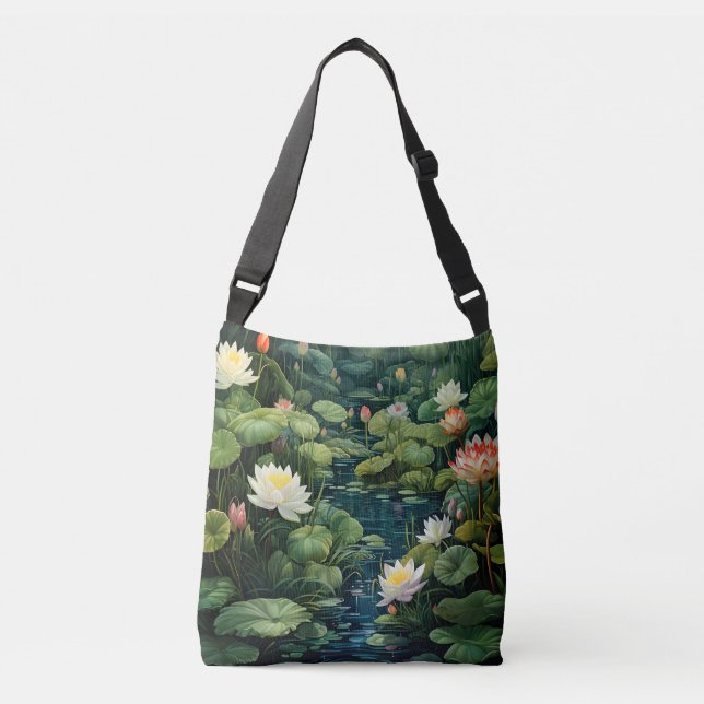 Bolso Cruzado Paisaje de Nature Lotus Water Lily Pond (Anverso)