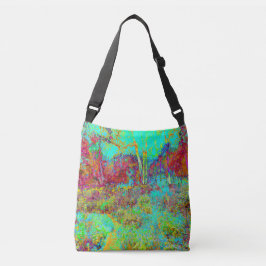 Bolso Cruzado Paisaje psicodélico de Oro Otoño y Jardín de Aqua