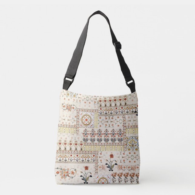 Bolso Cruzado Paisley floral mogol: Elegancia digital étnica. (Anverso)