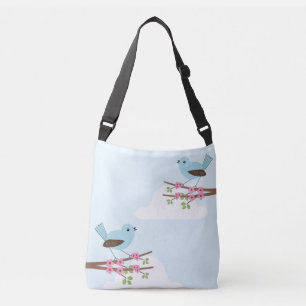 Bolso Cruzado Pájaro azul en cuchara de árbol floreciente