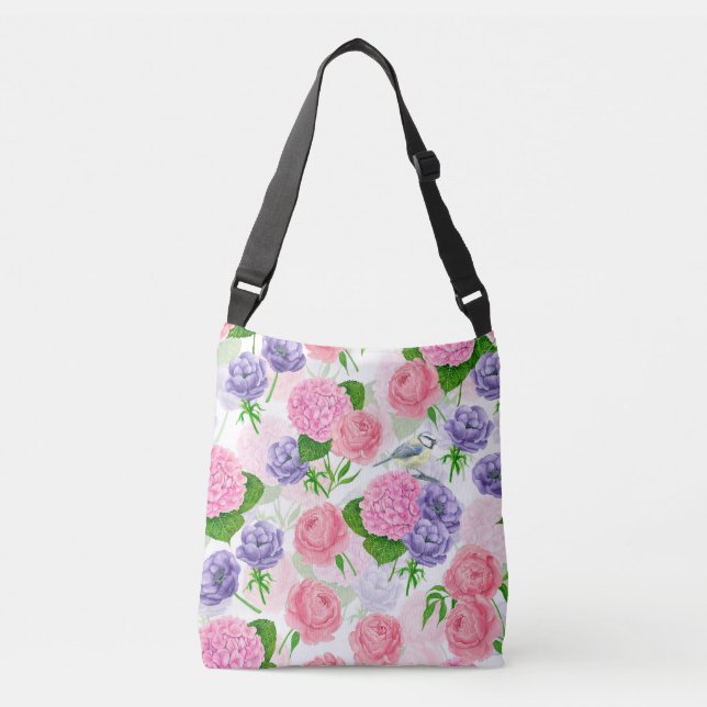 Bolso Cruzado Pájaro y flores (Anverso)
