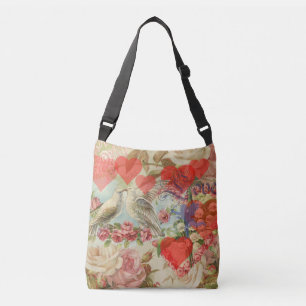 Bolso Cruzado Pájaros de Amor Vintage Antiguo Corazón